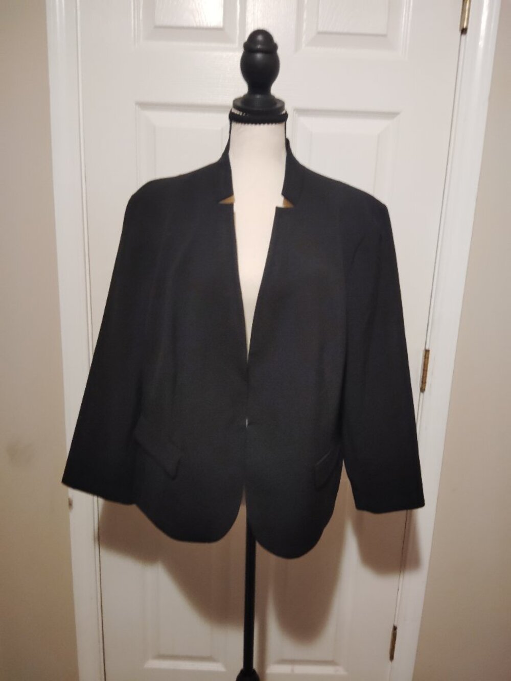 Nine west women's open Front Blazer Size 18W Black career jacket 3/4 Sleeve